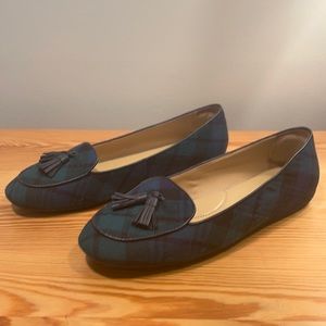 Talbots Navy & Green Tartan Plaid Flats